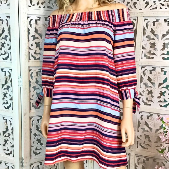 Heart Soul Striped Off the Shoulder Tunic Top - Picture 1 of 7